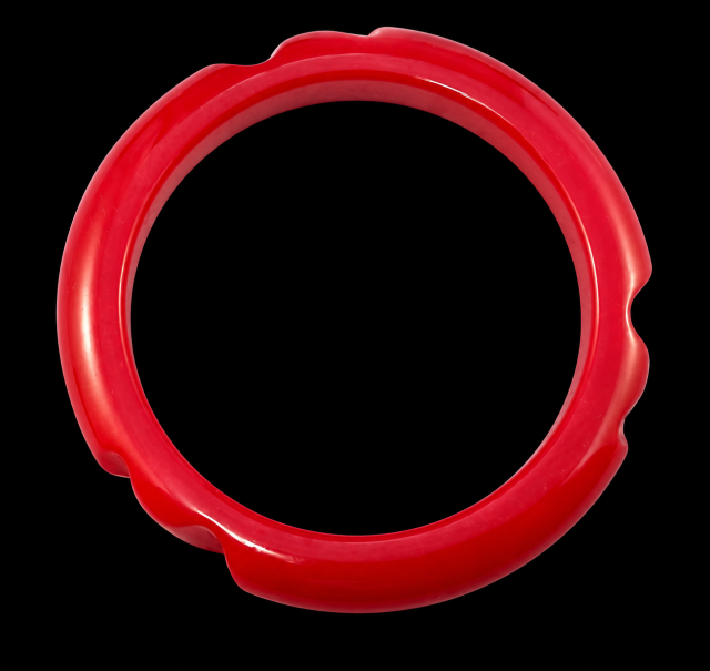 coop carved dark red bakelite bangle